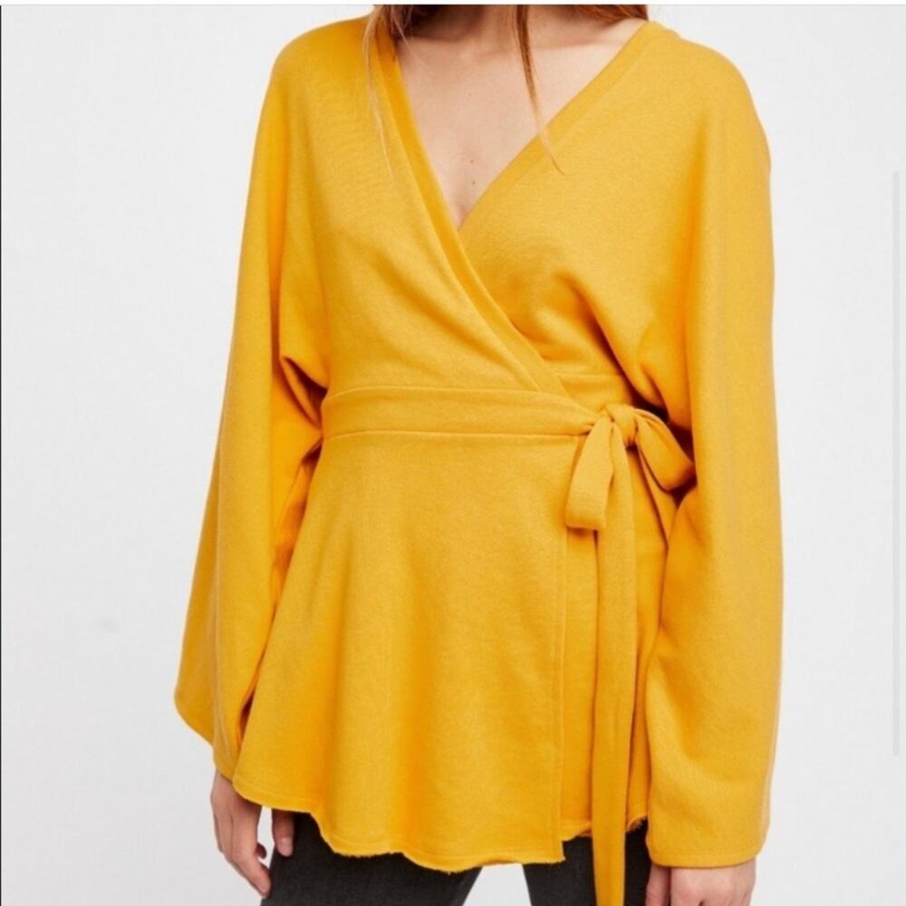Free People Neptune Square Boho Wrap Tunic in Sun Yellow Size X-Small Preloved